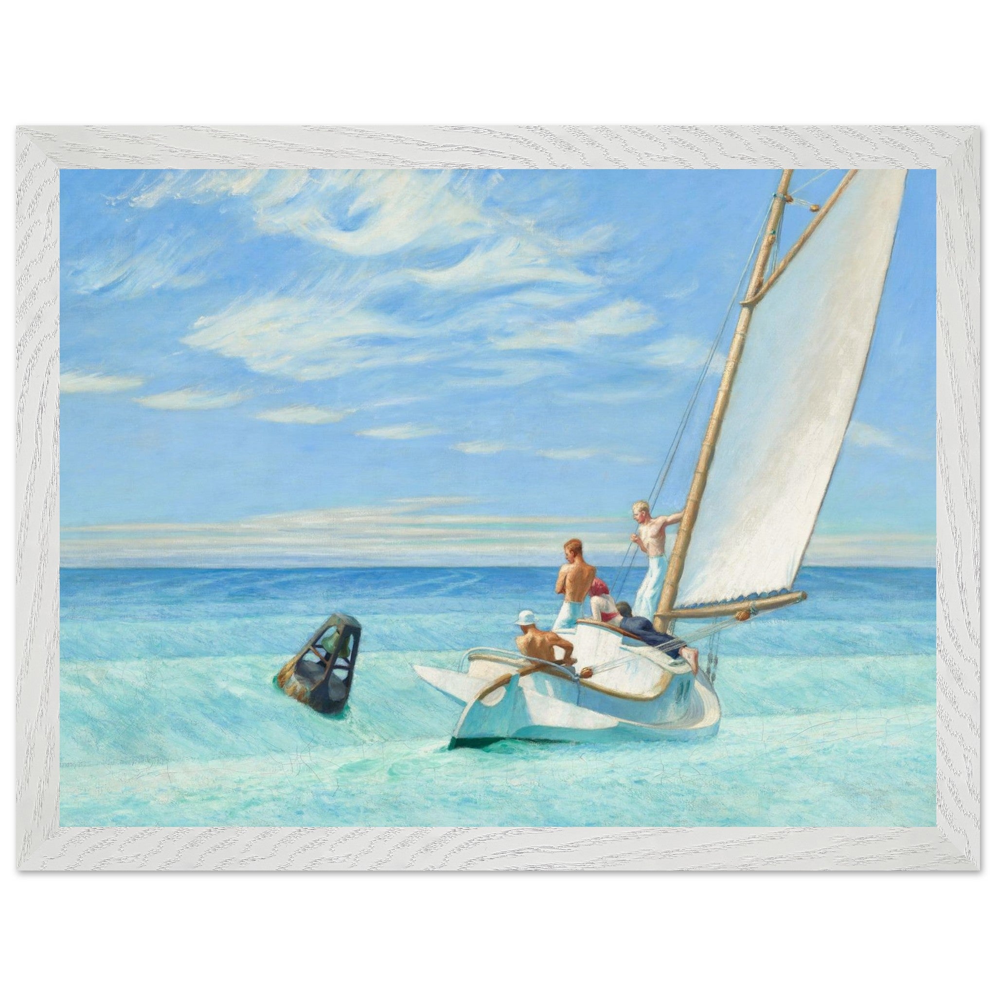 30 × 40 cm / 12 × 16″ Edward Hopper Ground Swell 1939 framed art print in white frame, American modern seascape on archival paper