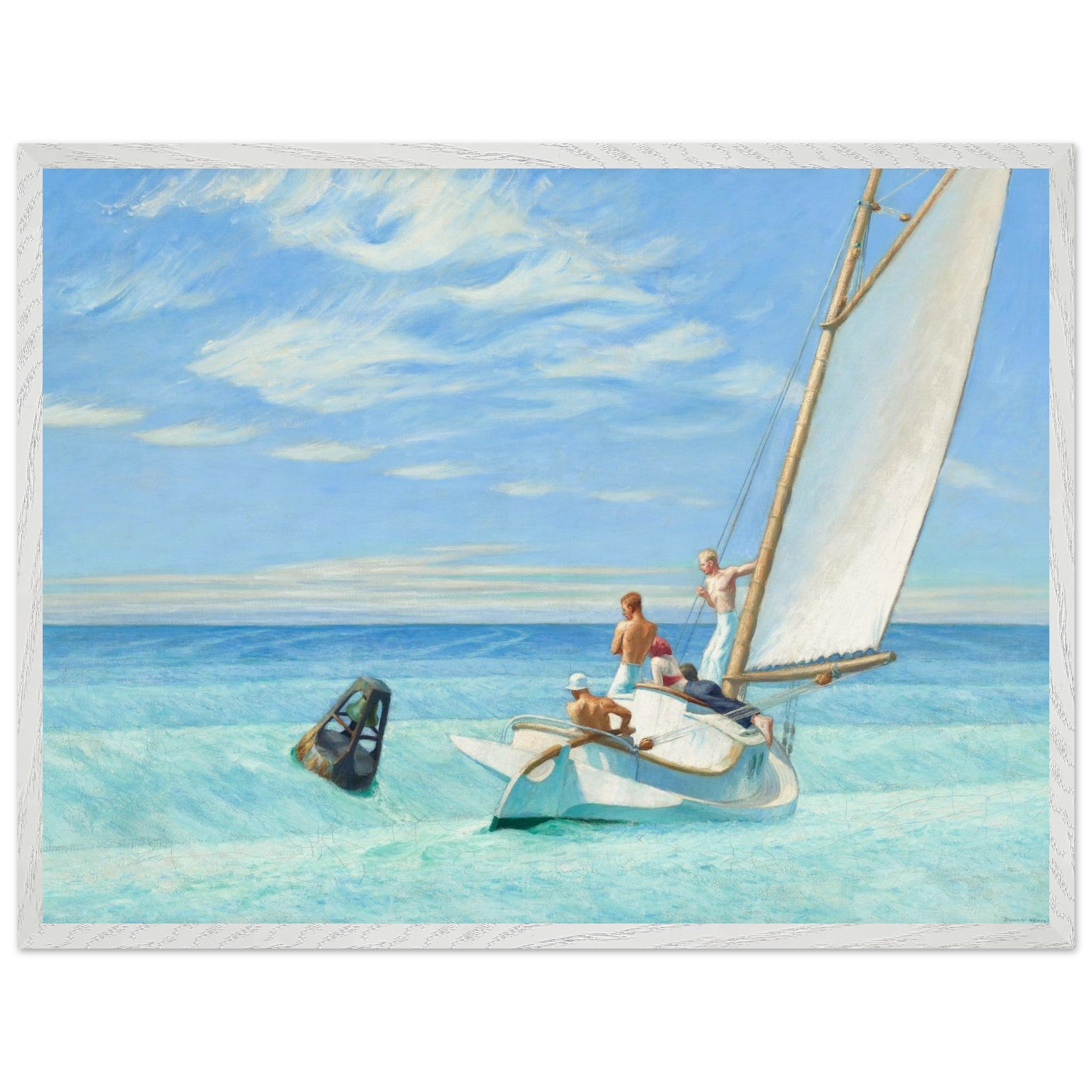 60 × 80 cm / 24 × 32″ Edward Hopper Ground Swell 1939 large white framed art print, American coastal painting, collector’s edition