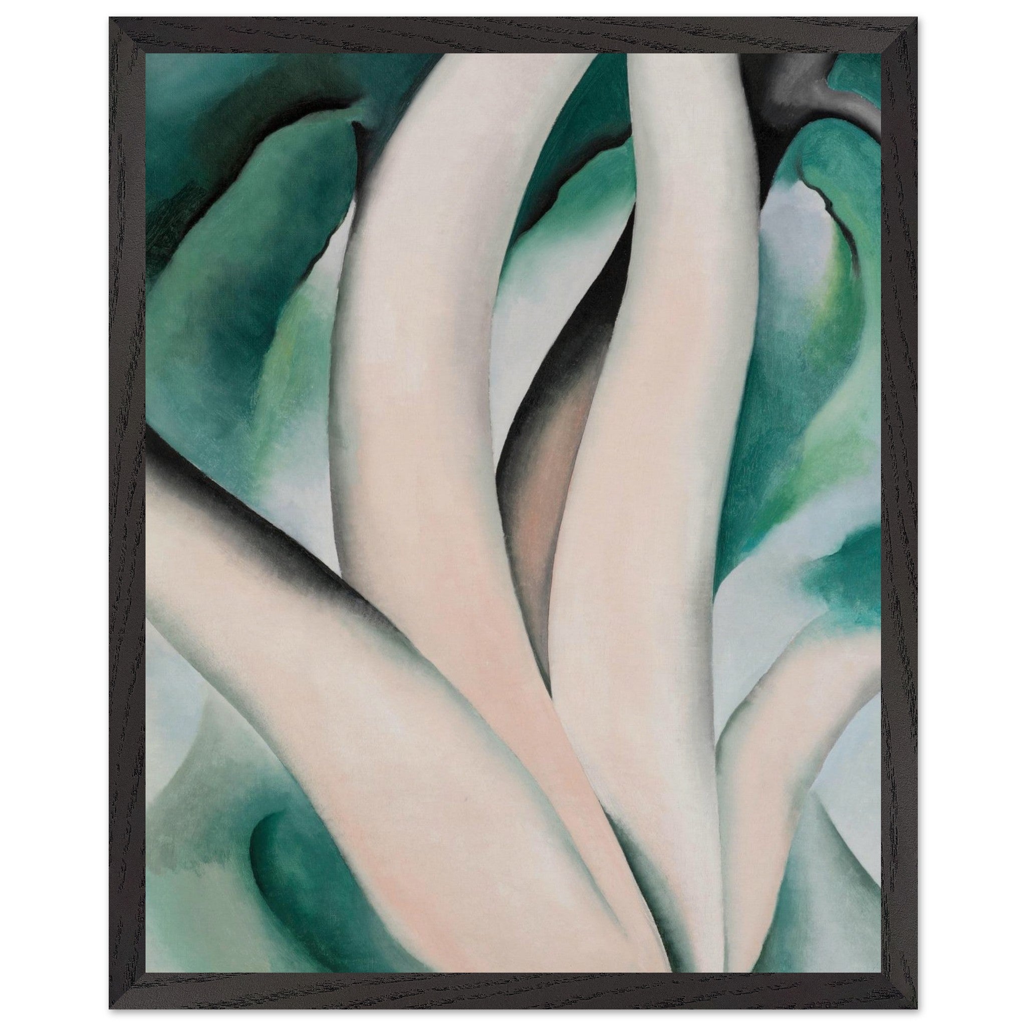 birch-trees-dawn-lake-george-okeeffe-black-frame.