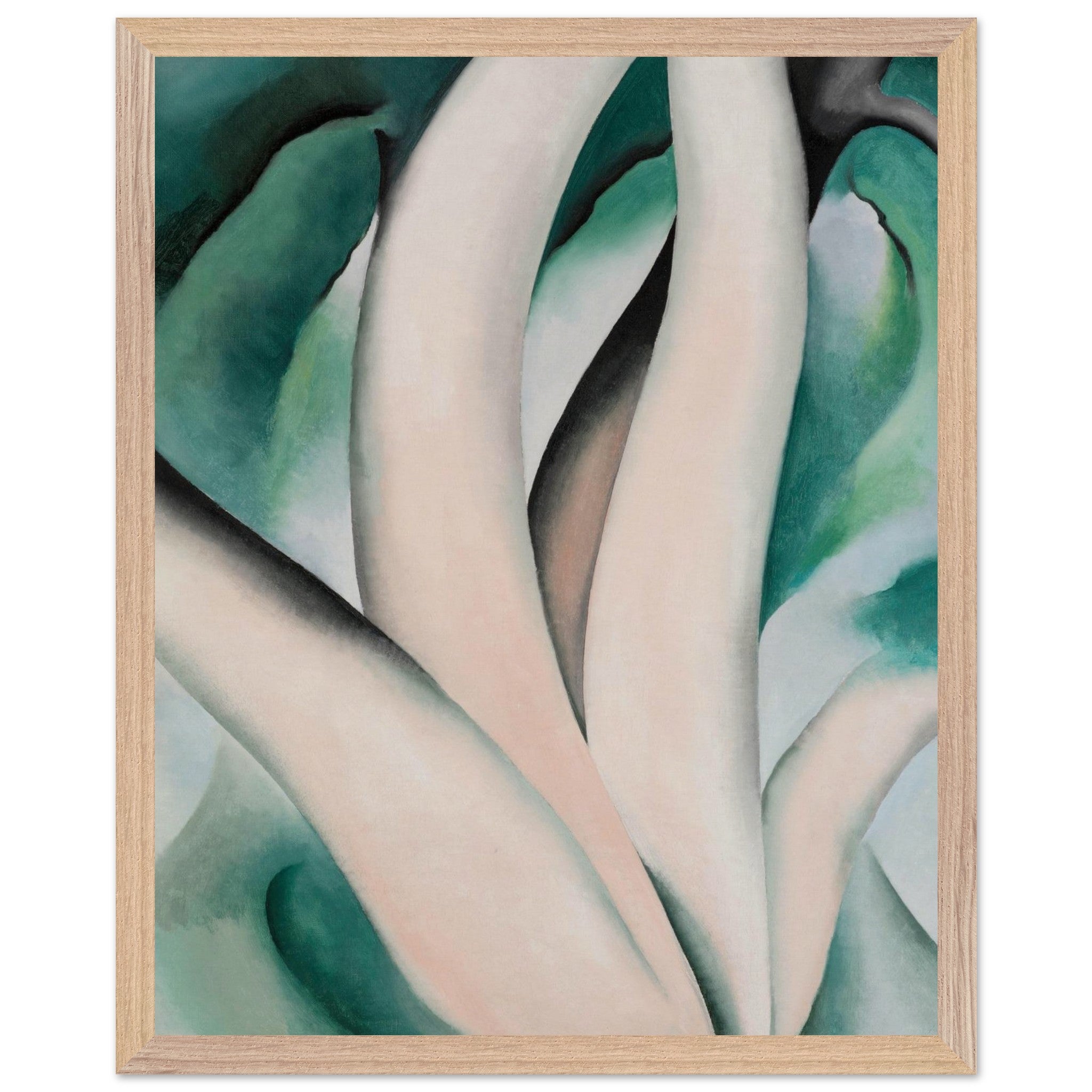 birch-trees-dawn-lake-george-okeeffe-oak-frame