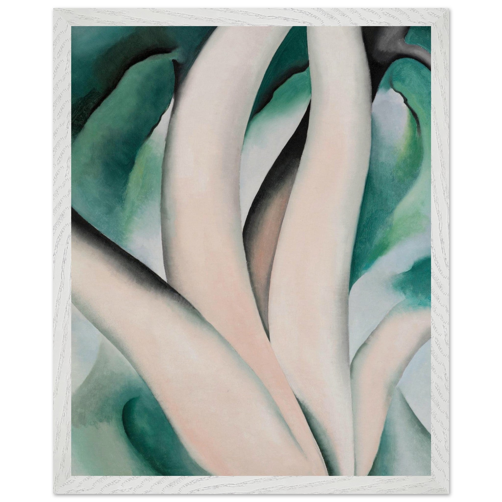 birch-trees-dawn-lake-george-okeeffe-white-frame